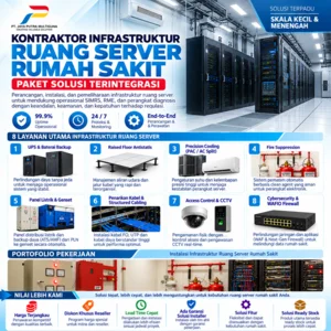 Kontraktor Infrastruktur Ruang Server Rumah Sakit - Paket UP  Raised Floor Precision Cooling Fire Suppression & Kelistrikan