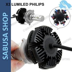 Lampu Utama Led Headlamp Headlight Mobil Motor H4 X3 Philips Lumileds Zes Chip Original Garansi Resmi 2 Tahun