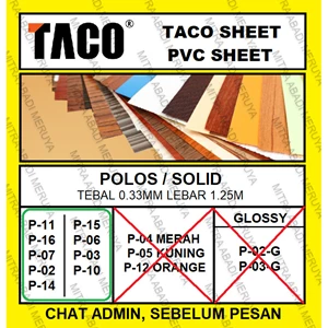 Taco Sheet Polos Solid Standard PVC Sheet Deco Sheet Fitting dan Hardware Perabotan