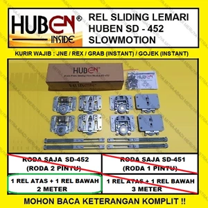 Rel Sliding Lemari HUBEN SD 451 SD 452 (REL ATAS + REL BAWAH) 2 METER Fitting dan Hardware Perabotan