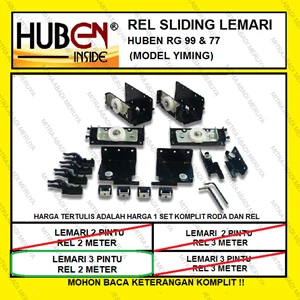 Huben RG99 RG77 3 Pintu 2 Meter Rel sliding Lemari Rel Yiming Fitting dan Hardware Perabotan