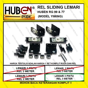 Huben RG99 RG77 3 Pintu 3 Meter Rel sliding Lemari Rel Yiming Fitting dan Hardware Perabotan