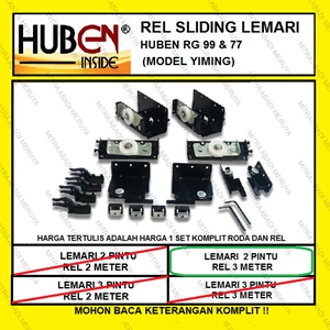 Huben RG99 RG77 2 Pintu 3 Meter Rel sliding Lemari Rel Yiming Fitting dan Hardware Perabotan
