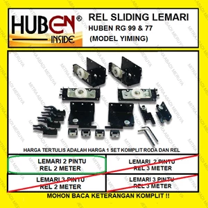 Huben RG99 RG77 2 Pintu 2 Meter Rel sliding Lemari Rel Yiming Fitting dan Hardware Perabotan