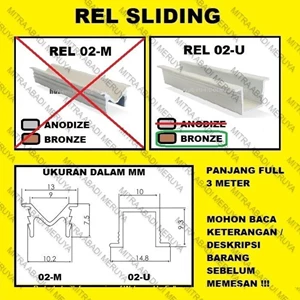 Rel Sliding Pintu Lemari Geser 02-U Bronze - HUBEN Fitting dan Hardware Perabotan