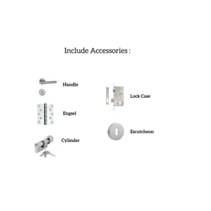 Paket Pintu Kayu Engineering Honeycomb + Acc + Nat Stainles