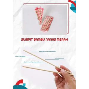 Sumpit Bambu Nanas Merah 100 pack