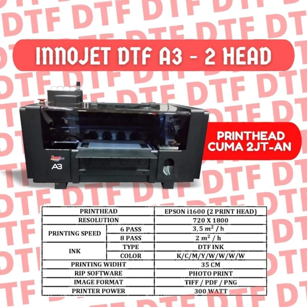 Printer Deskjet Digital Sablon DTF A3 2 Head Dekstop Large Forma DTF A3t