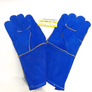 GOSAVE MAX BLUE LEATHER GLOVES