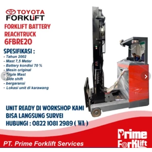 Forklift Battery Bekas Reach Truck 2Ton Mast 8 Meter