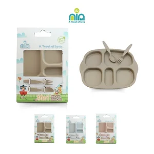 Nia Feeding Kid Table Set 3in1 Piring Makan Bayi 5 Sekat Anti Pecah - BPA FREE