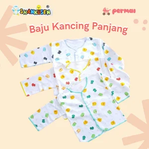 Permai - Shankusen Baju Bayi Lengan Panjang Kancing Depan Bahan Katun Motif Newborn Ukuran 0-3 Bulan