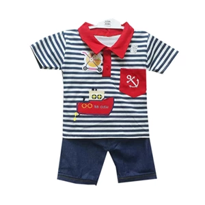 Baby Clothes Suit Vinata Vy Boy Shirt - Sailor Stripe Anchor Set