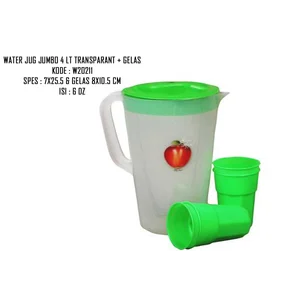 Water jug jumbo vinolia 4 ltr + 4 gelas SPL