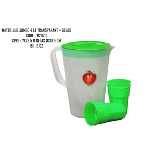 Water jug jumbo vinolia 4 ltr + 4 gelas SPL