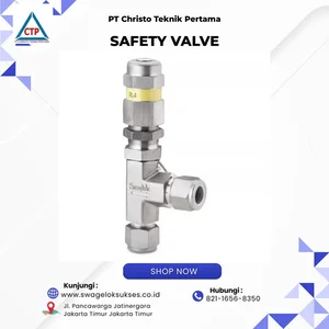 Safety Valve 1/2" Swagelok Original Stainless Steel 316 – Valve Pengaman Tekanan Fluida Industri