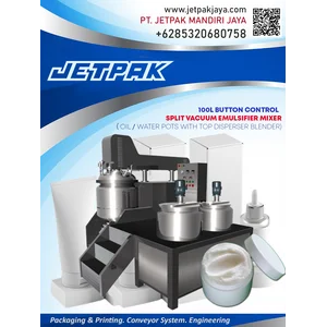 100L BUTTON CONTROL SPLIT VACUUM EMULSIFIER MIXER（OIL OR WATER POTS WITH TOP DISPERSER BLENDER)