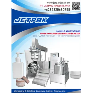 300L PLC SPLIT VACUUM UPPER HOMOGENIZER EMULSIFIER MIXER (OIL OR WATER WITH TOP DISPERSER BLENDER)