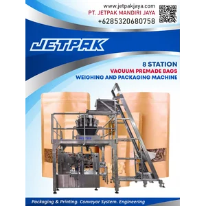 8 STATION VACUUM PREMADE BAGS WEIGHING AND PACKAGING MACHINE