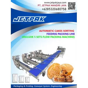 AUTOMATIC CAKES SORTING FEEDING PACKING LINE INCLUDE 5 SETS FLOW PACKING MACHINE