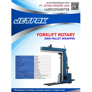 Forklift rotary arm pallet wrapper 