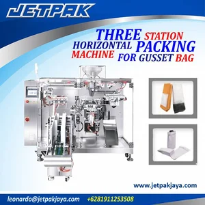 THREE STATION HORIZONTAL PACKING MACHINE FOR GUSSET BAG
