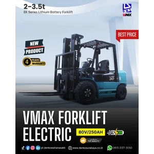VMAX Forklift Elektrik Kapasitas 2 Ton 3 Meter 230AH Garansi Baterai 5 Tahun