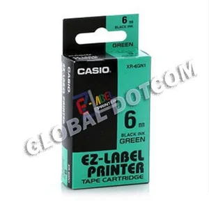  EZ LABEL TAPE CASIO 6MM BLACK INK GREEN