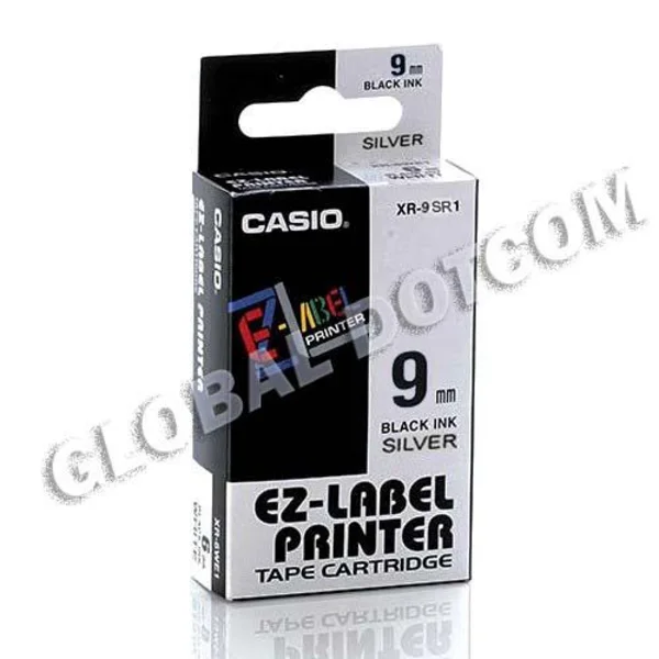 EZ LABEL TAPE CASIO 9MM BLACK INK SILVER