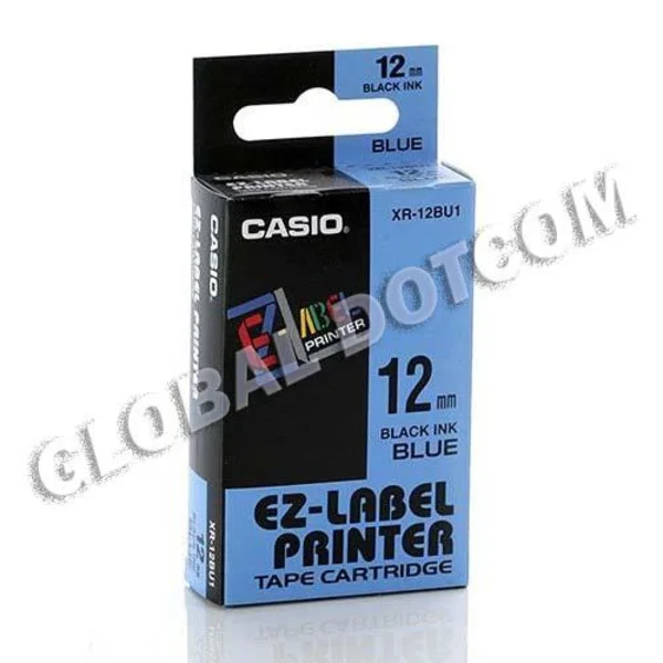EZ LABEL TAPE CASIO 12MM BLACK INK BLUE 