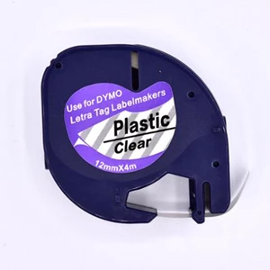 DYMO LETRATAG LABEL TAPE CLEAR PLASTIC 12MM