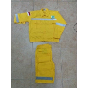 Baju Celana Kerja Safety Warna Kuning Ukuran M  