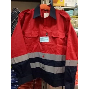 Baju Kerja Safety Combinasi Merah Berkualitas Ukuran M 
