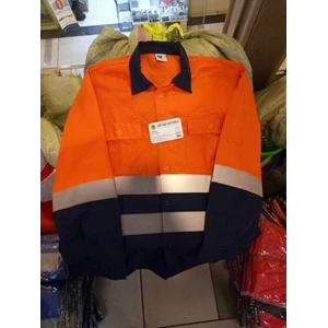 Baju Kerja Safety Combinasi Orange Berkualitas Ukuran XXXL 