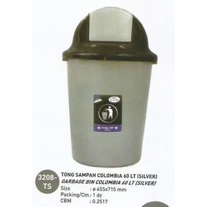 produk plastik rumah tangga Tong Sampah plastik colombia 60 liter Silver 3208 TS Lucky Star