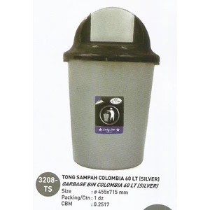 produk plastik rumah tangga Tong Sampah plastik colombia 60 liter Silver 3208 TS Lucky Star