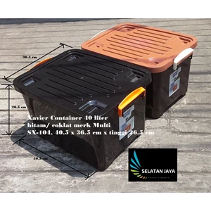 Box plastik xavier container  office 40 liter hitam coklat SX 104 merk multi