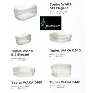Toples plastik segi mika kue kering merk Waka.