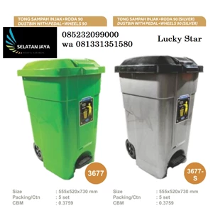 Plastic Trash Trash with wheels 90 liters Lucky star 3677