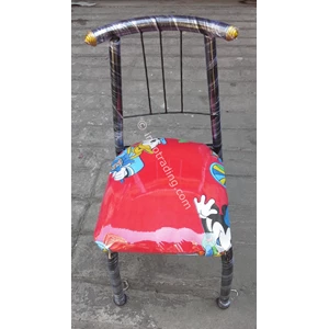 Child seat with backrest frame and iron