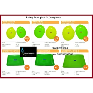 Piring plastik motif daun merk Lucky star