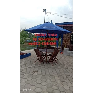 Tenda  Payung Taman Kayu Jati + Kursi