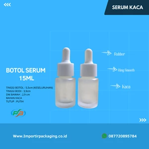 Botol serum kaca 15ml bahu datar/Botol pipet 15ml mozza/Botol kaca 15ml/Botol serum 15ml frosted