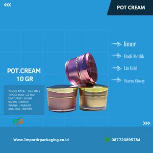 Pot kosmetik bahan akrilik ukuran 10gram import/kemasan cream mewah