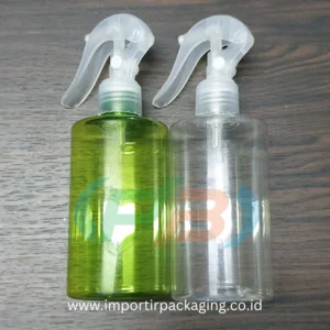 Botol PET / Botol Round Flat / 250ml Pendek / set Trigger AR Natural / Kemasan Kosmetik