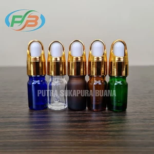 Glass bottle dropper 5 ml thick ring cover gold
