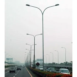 Tiang PJU Lampu Jalan Oktagonal Double Ornament