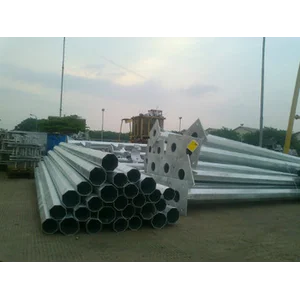 Tiang Lampu Tenaga Surya Bulat Double Ornamnet