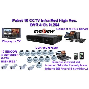 16 Camera CCTV CCD package Sony Effio 750 TVL Infra Red with Hybrid DVR connectingh to HDMI