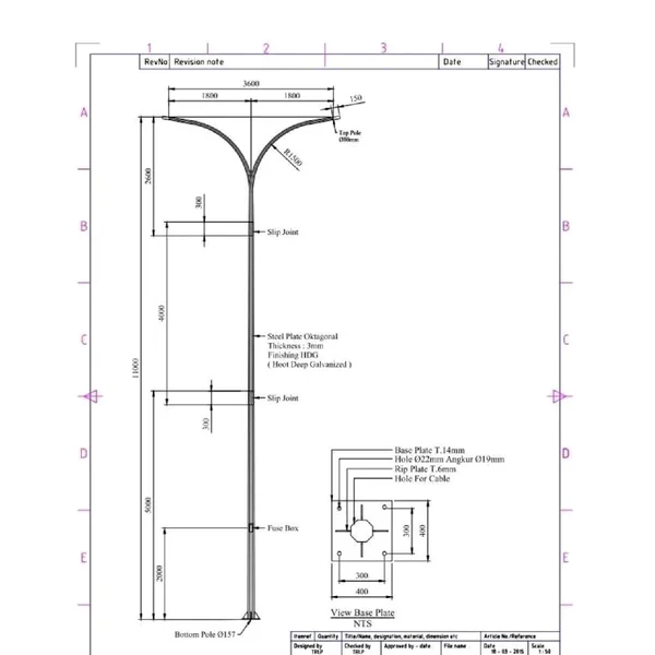 Tiang PJU Oktagonal Galvanis 7 8 9 Meter